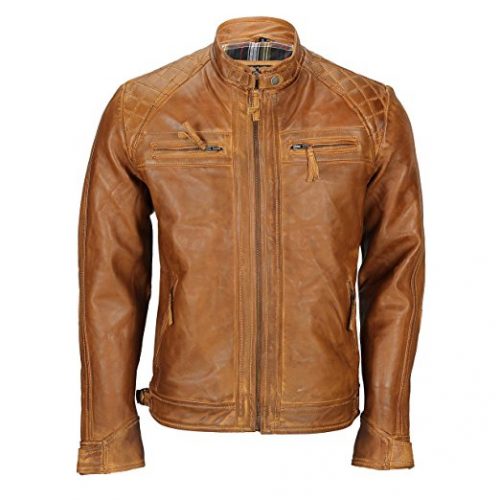 Mens Real Soft Leather Antique Washed Tan Rust Brown Vintage Jacket