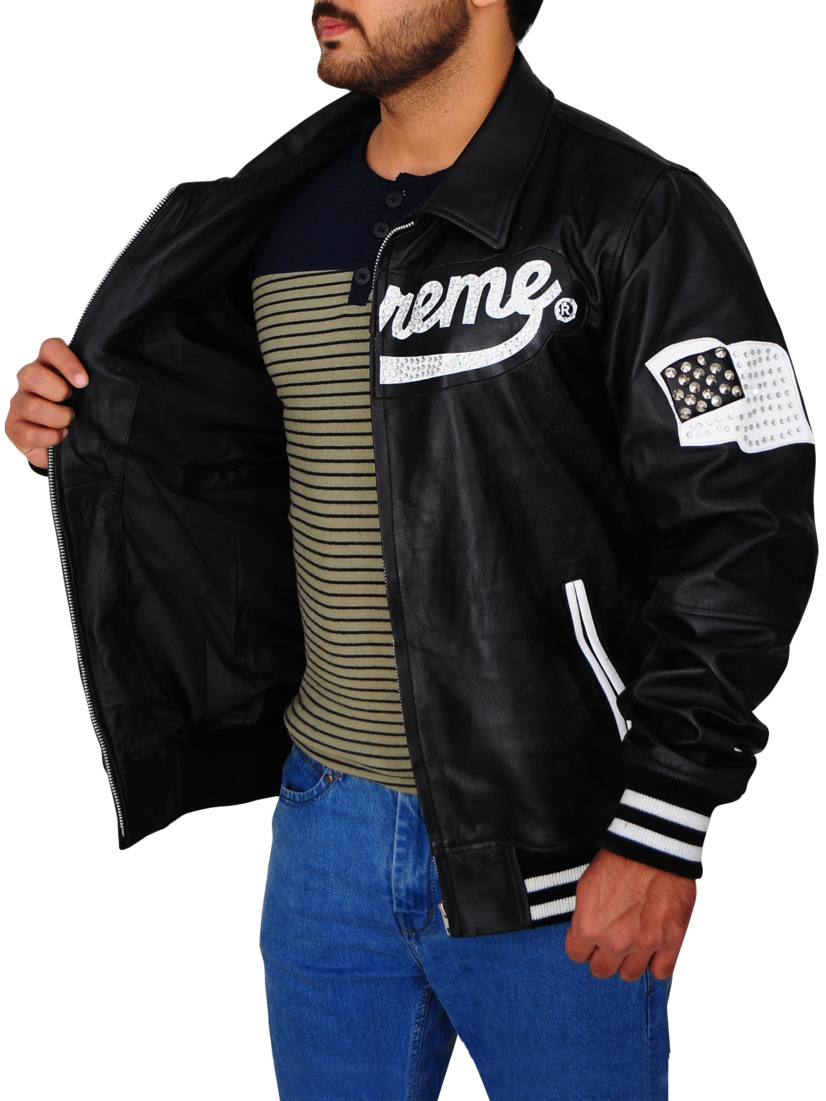 Leather jacket Supreme Black size S International in Leather