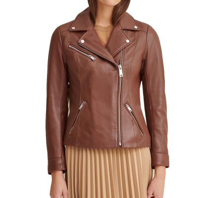 Leather Jacket with Metallic Details | Next Leather Jackets