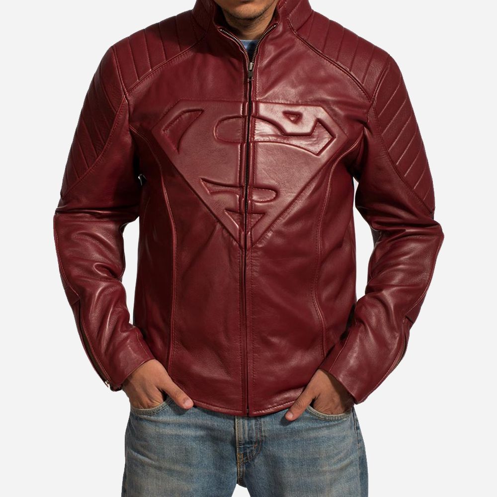 Superman Smallville Maroon Leather Jacket Best Suiting