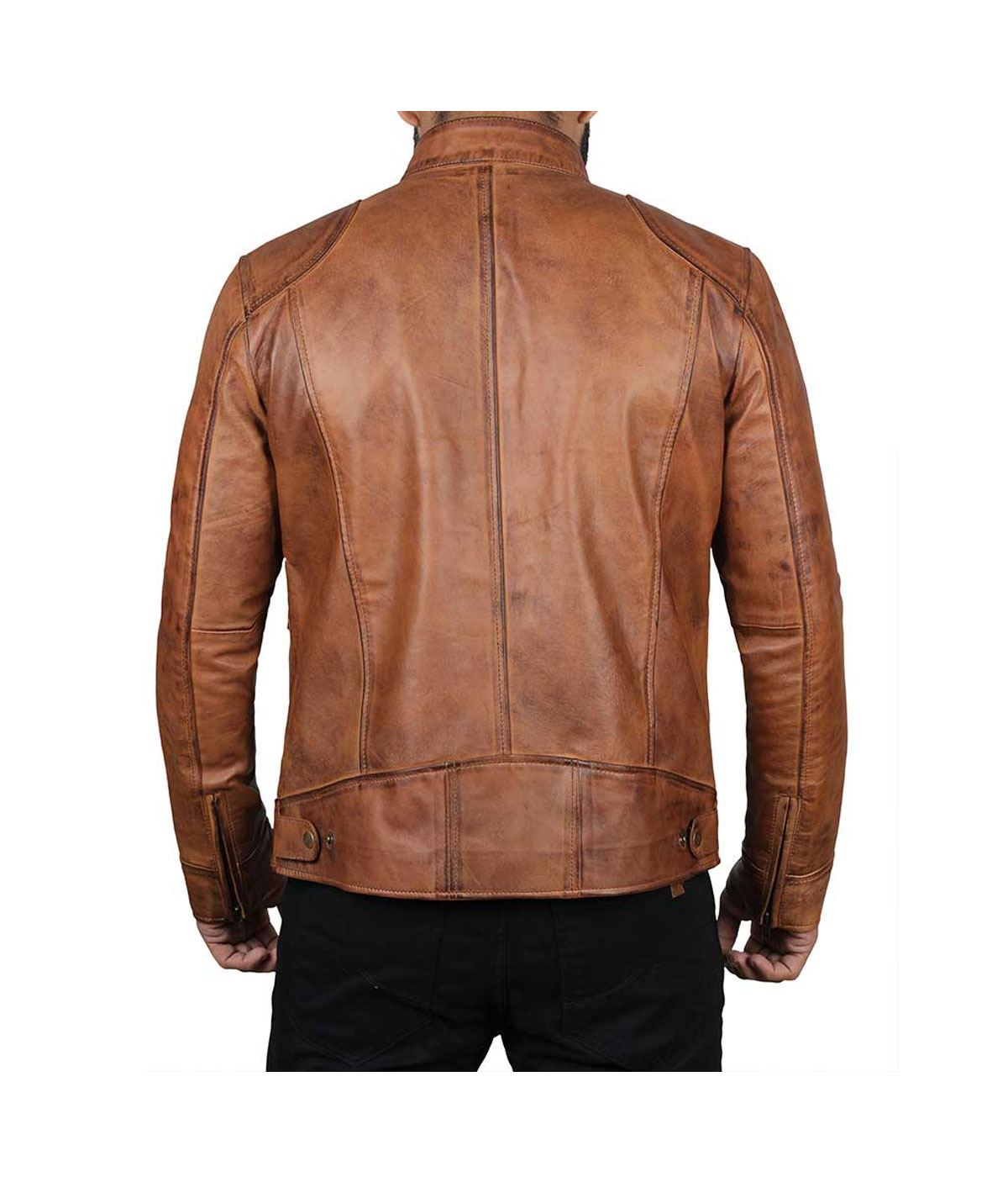 Men's Vintage Cafe Racer Motorcycle Distressed Biker Leather Jacket