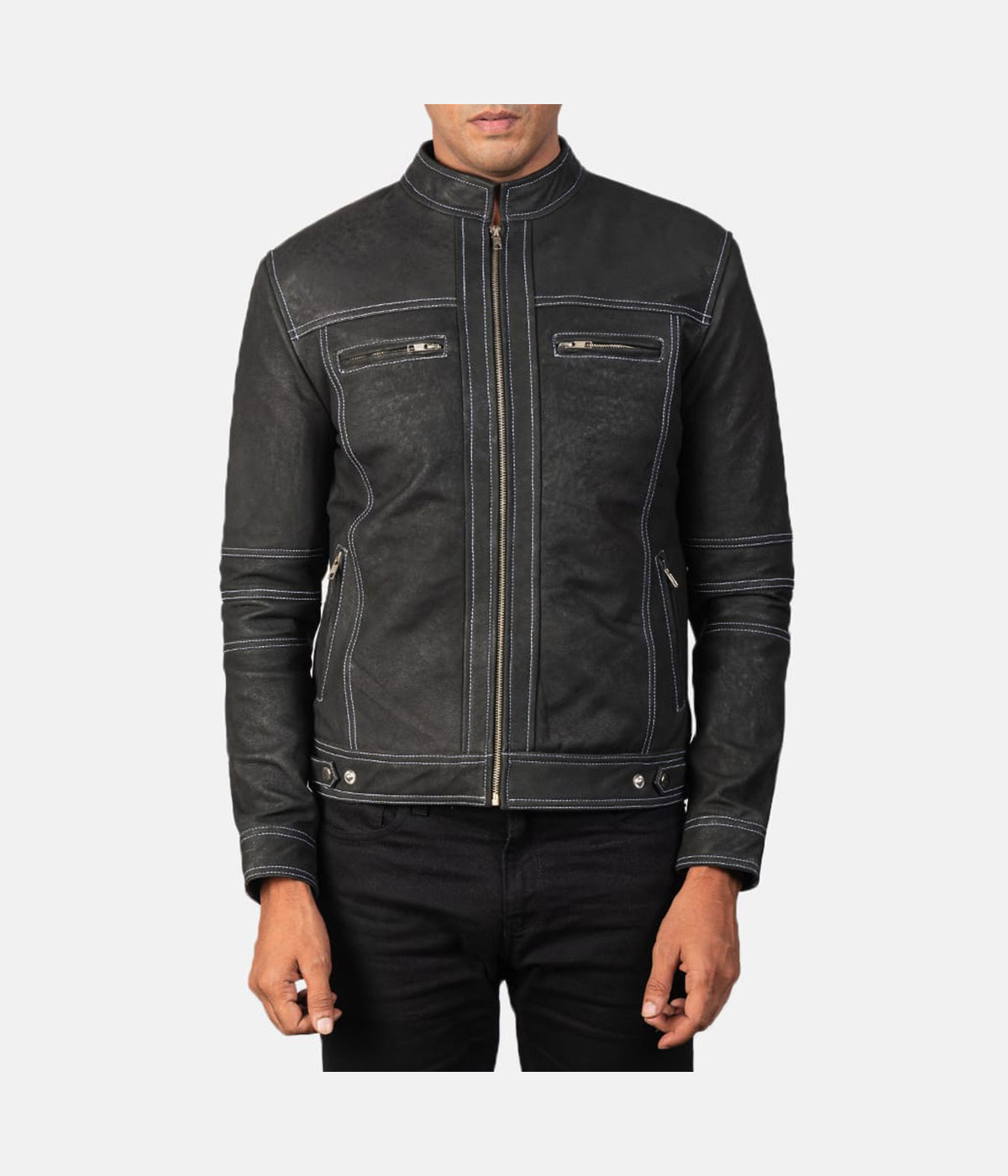 Cafe Racer Retro Men’s Black Suede Leather Motorcycle Jacket