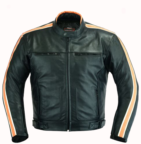 Gearx Cafe Racer Black Safety Jacket | Next Leather Jackets